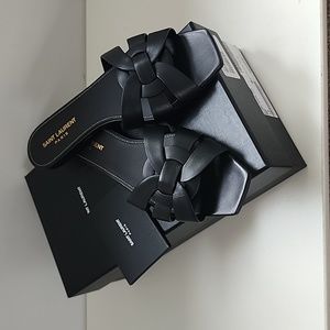 Saint Laurent Tribute Flat sandals 39.5 Black